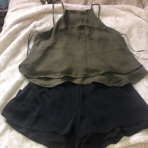 Lulu’s satin crop top and high waisted shorts set